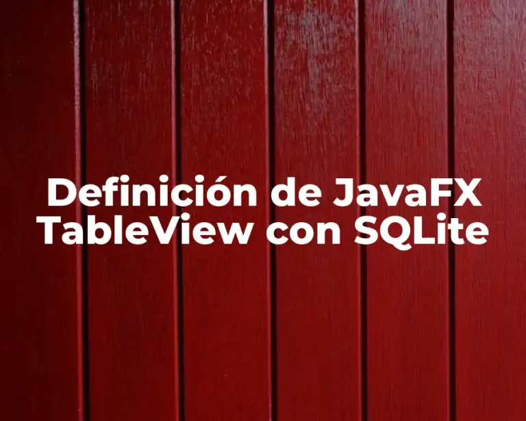 Definición de JavaFX TableView con SQLite