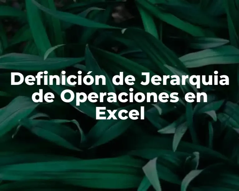 Definición de Jerarquia de Operaciones en Excel