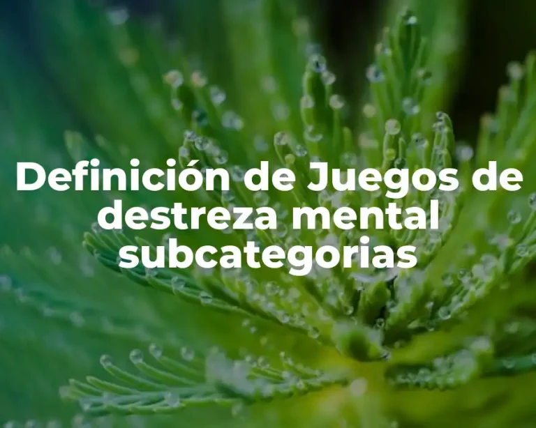Definición de Juegos de destreza mental subcategorias