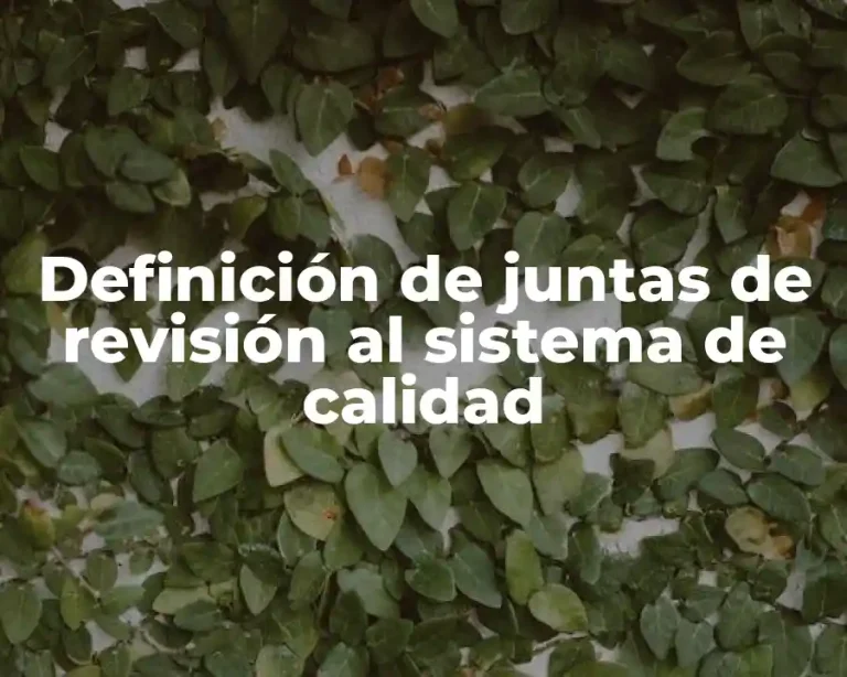 Definición de juntas de revisión al sistema de calidad