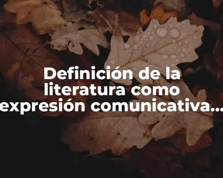 Definición de la literatura como expresión comunicativa artística y social
