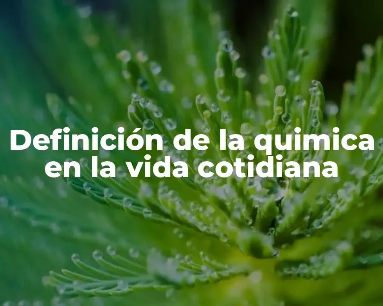 Definición de la quimica en la vida cotidiana