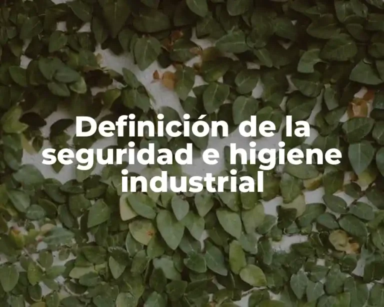 Definición de la seguridad e higiene industrial