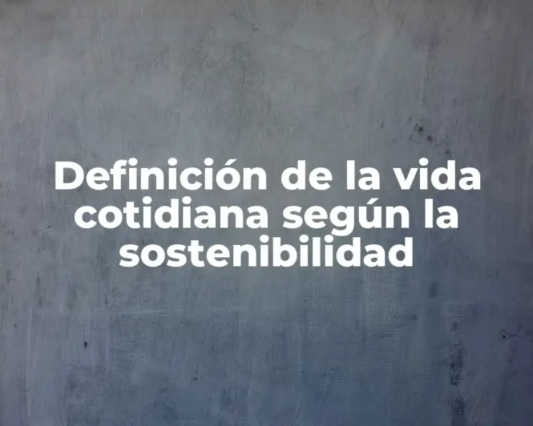 Definición de la vida cotidiana según la sostenibilidad