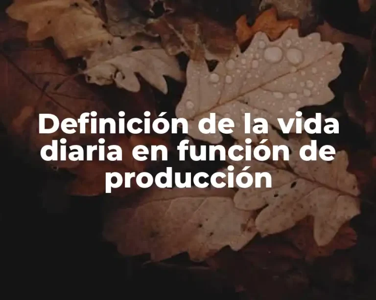 Definición de la vida diaria en función de producción