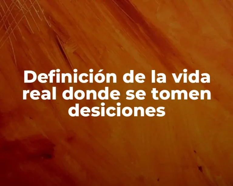 Definición de la vida real donde se tomen desiciones