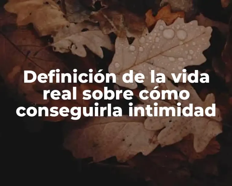 Definición de la vida real sobre cómo conseguirla intimidad