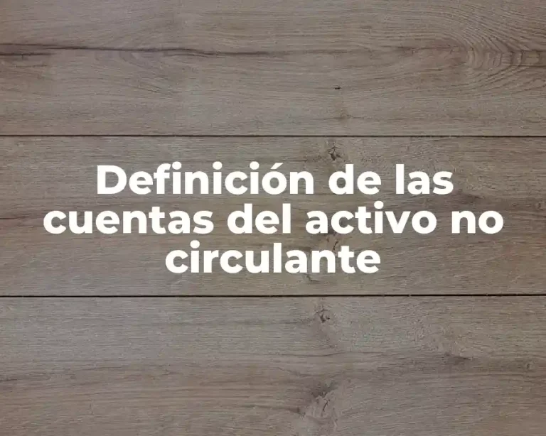 Definición de las cuentas del activo no circulante
