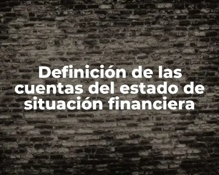 Definición de las cuentas del estado de situación financiera