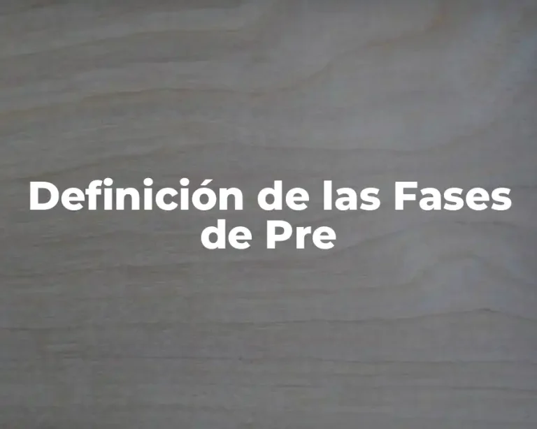 Definición de las Fases de Pre