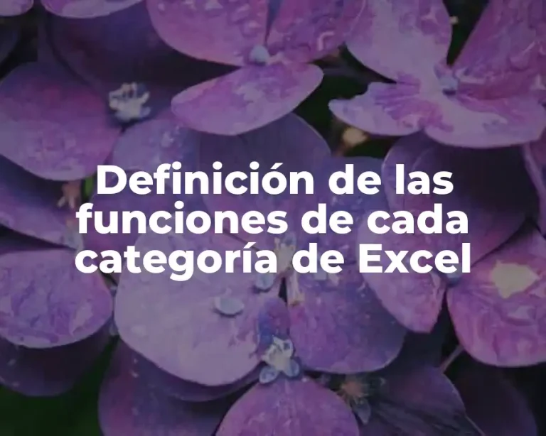 Definición de las funciones de cada categoría de Excel