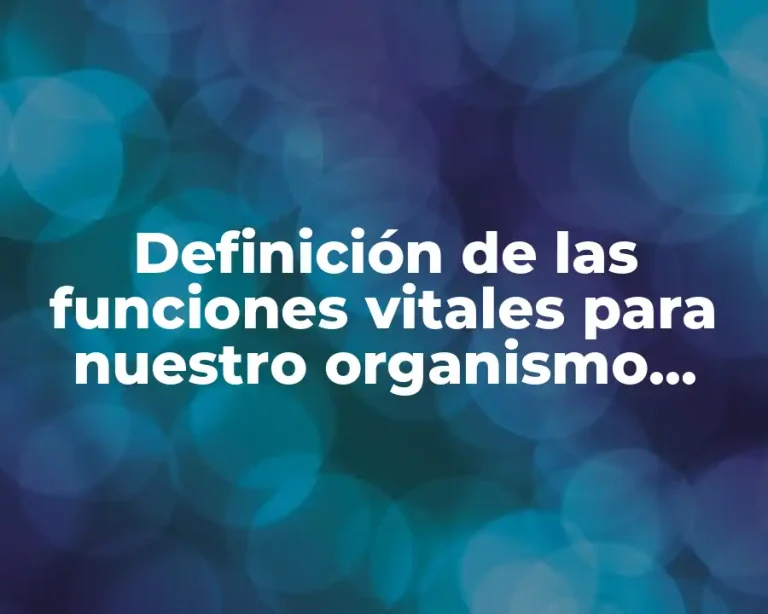 Definición de las funciones vitales para nuestro organismo desempeñado