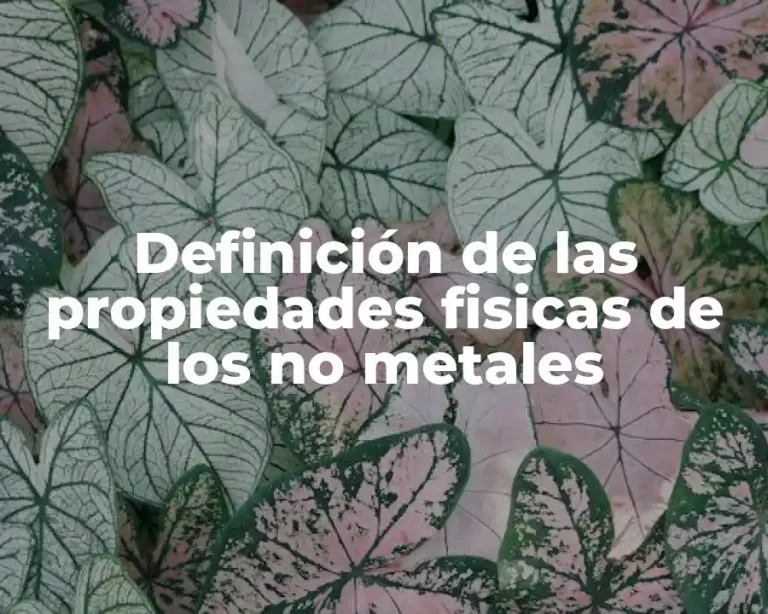 Definición de las propiedades fisicas de los no metales