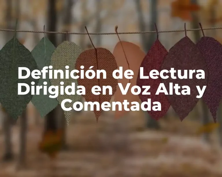 Definición de Lectura Dirigida en Voz Alta y Comentada