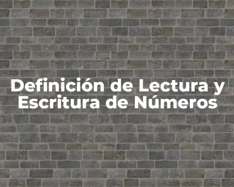 Definición de Lectura y Escritura de Números