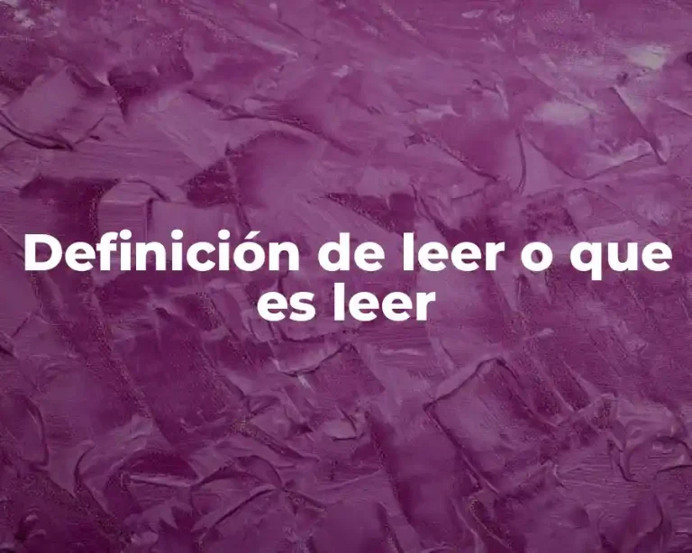 Definición de leer o que es leer