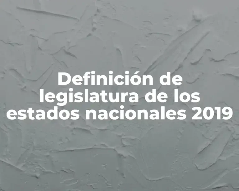 Definición de legislatura de los estados nacionales 2019