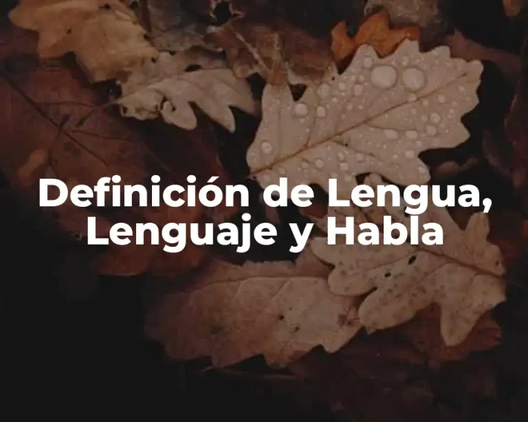 Definición de Lengua, Lenguaje y Habla