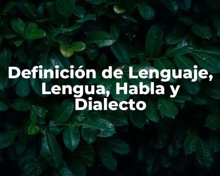 Definición de Lenguaje, Lengua, Habla y Dialecto