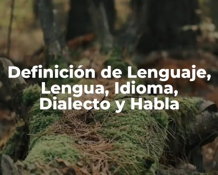 Definición de Lenguaje, Lengua, Idioma, Dialecto y Habla