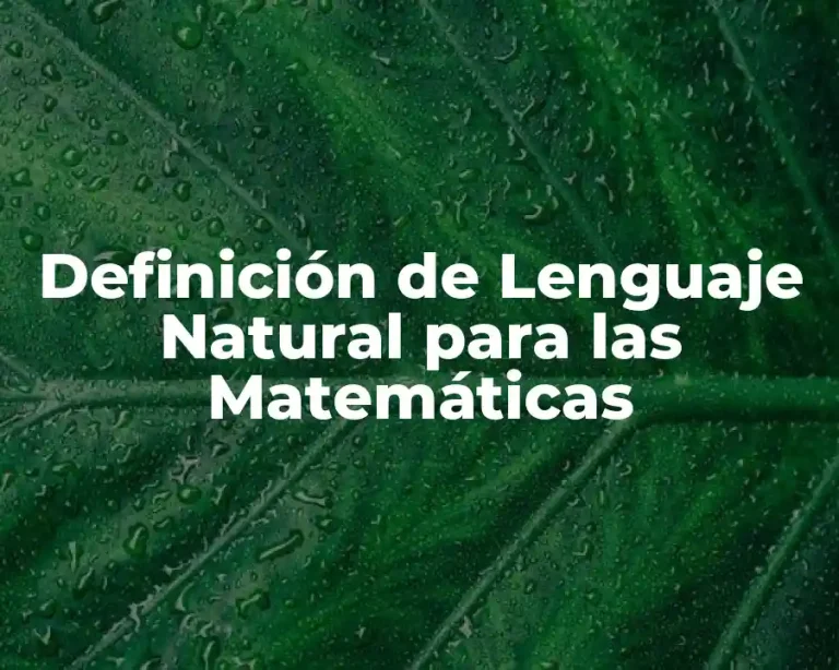 Definición de Lenguaje Natural para las Matemáticas