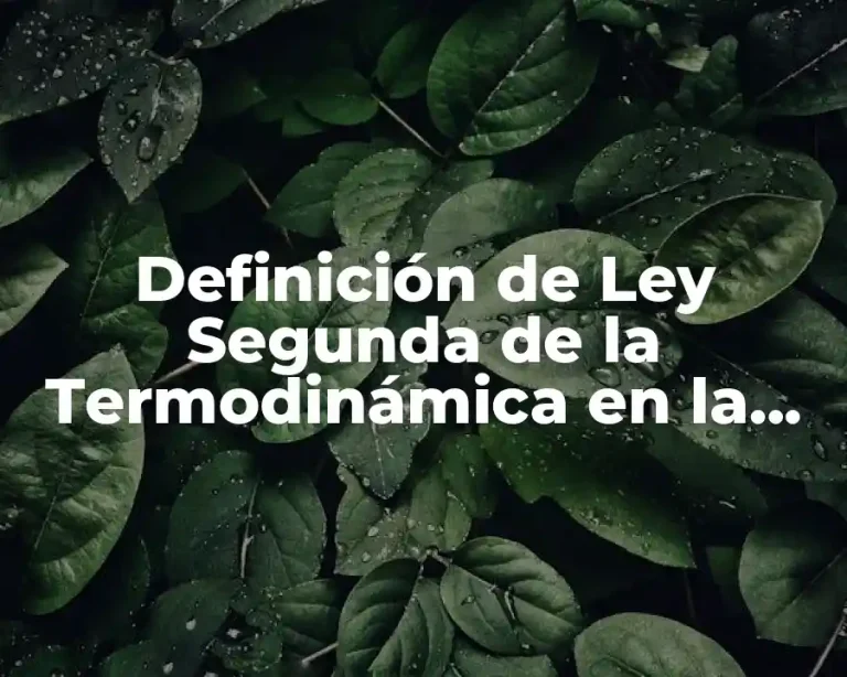 Definición de Ley Segunda de la Termodinámica en la Vida Cotidiana