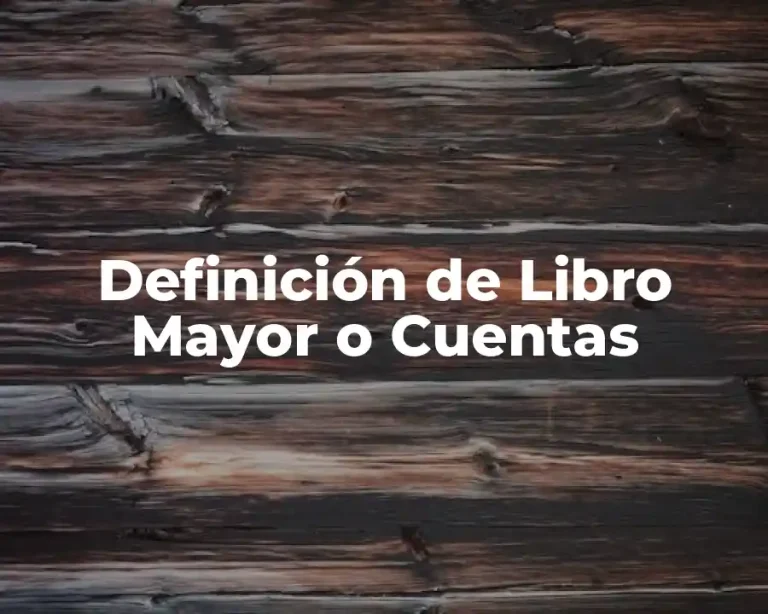 Definición de Libro Mayor o Cuentas