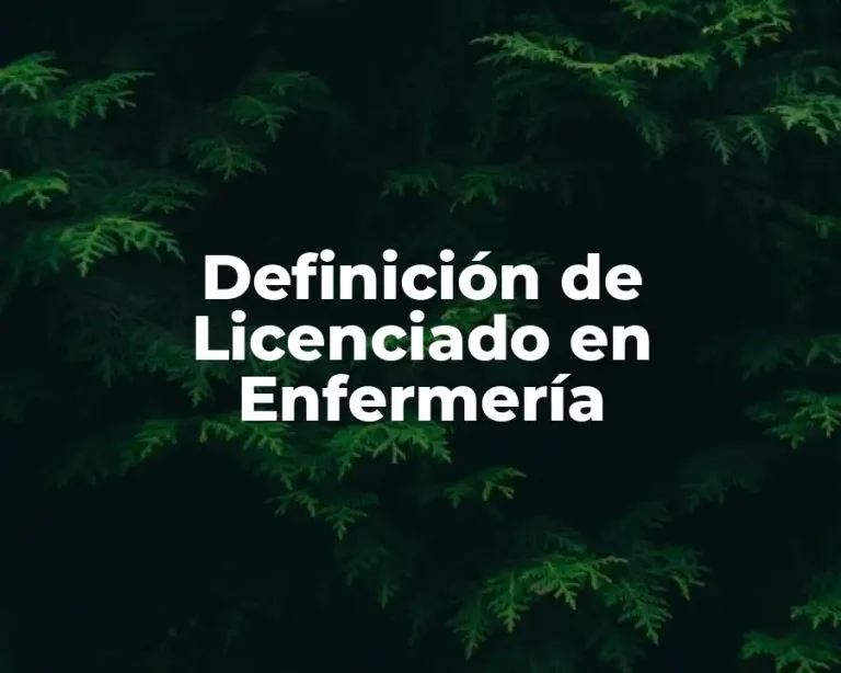 Definición de Licenciado en Enfermería