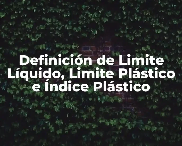 Definición de Limite Líquido, Limite Plástico e Índice Plástico