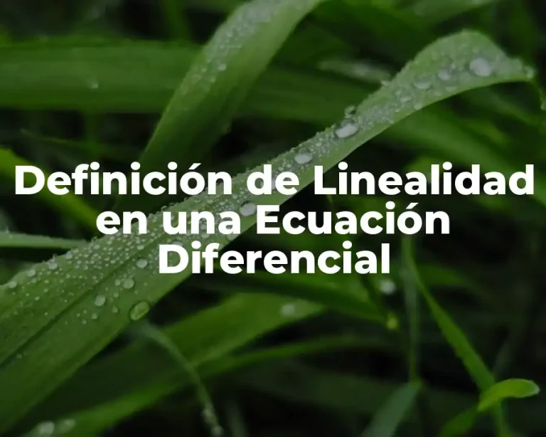 Definición de Linealidad en una Ecuación Diferencial