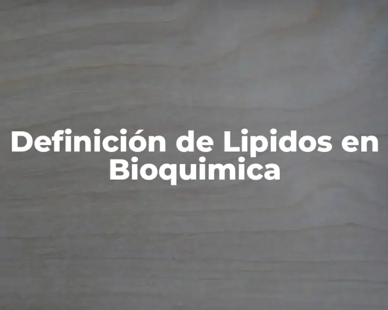 Definición de Lipidos en Bioquimica