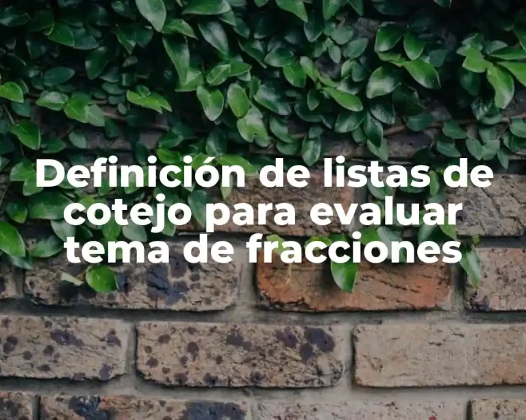 Definición de listas de cotejo para evaluar tema de fracciones