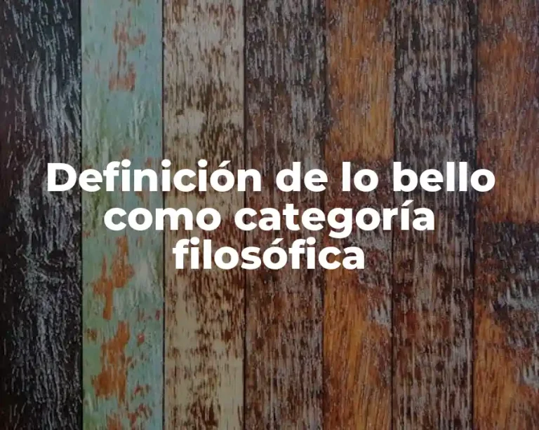 Definición de lo bello como categoría filosófica