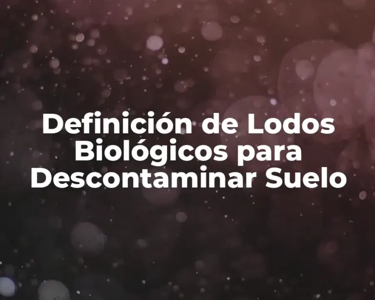 Definición de Lodos Biológicos para Descontaminar Suelo