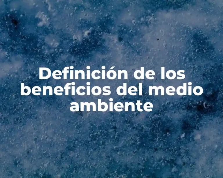 Definición de los beneficios del medio ambiente