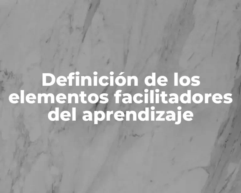 Definición de los elementos facilitadores del aprendizaje
