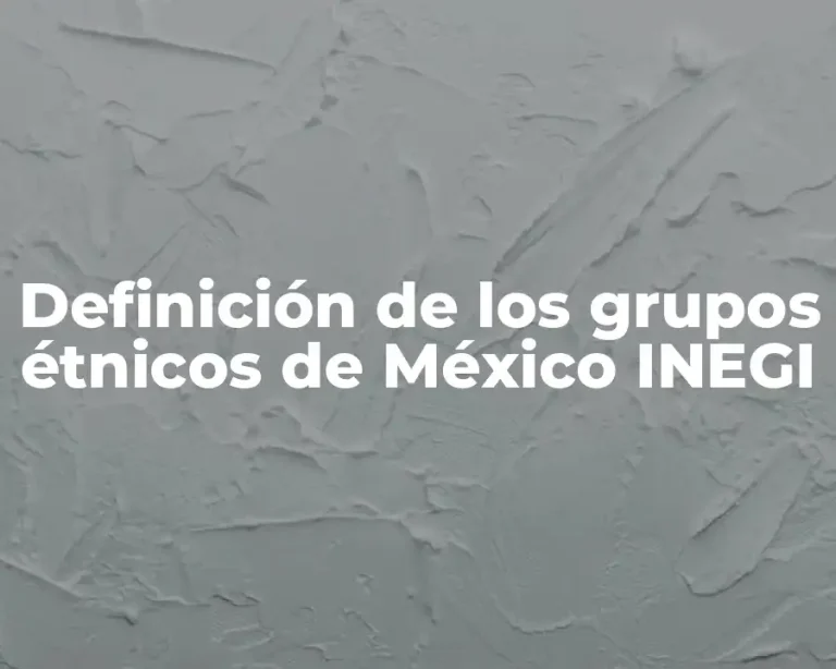 Definición de los grupos étnicos de México INEGI