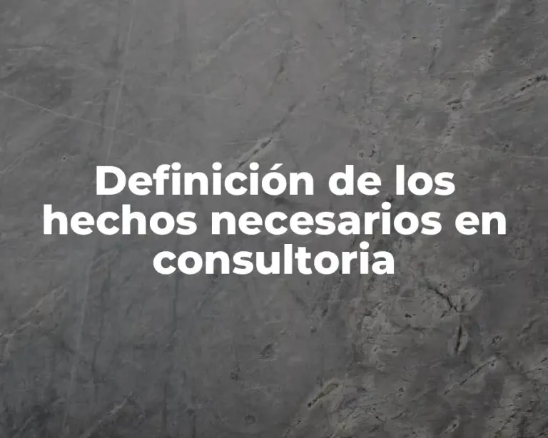 Definición de los hechos necesarios en consultoria