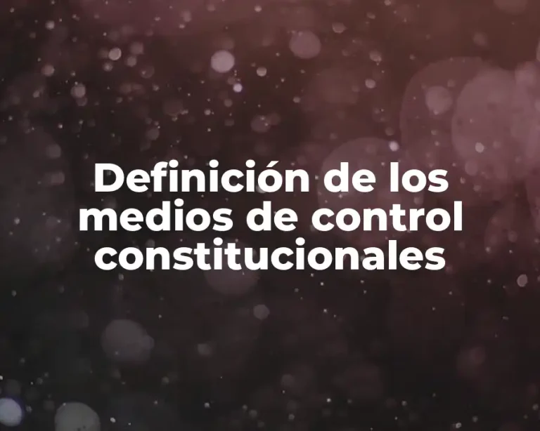 Definición de los medios de control constitucionales