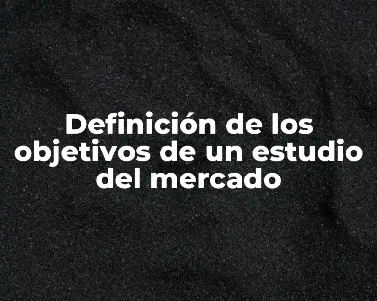 Definición de los objetivos de un estudio del mercado