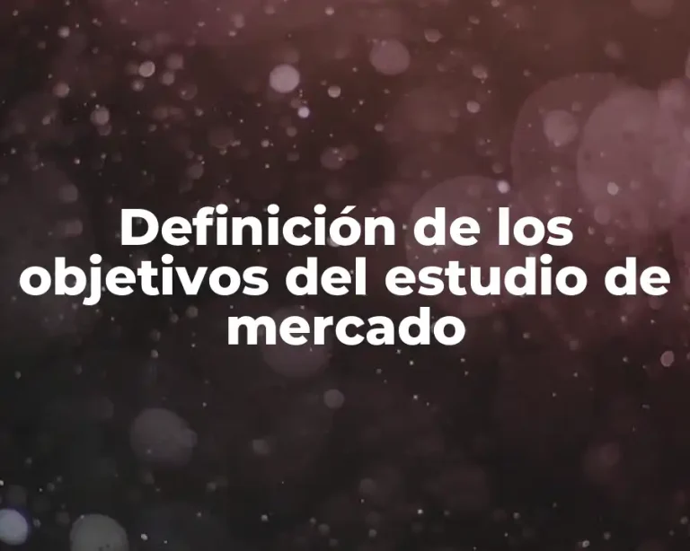 Definición de los objetivos del estudio de mercado