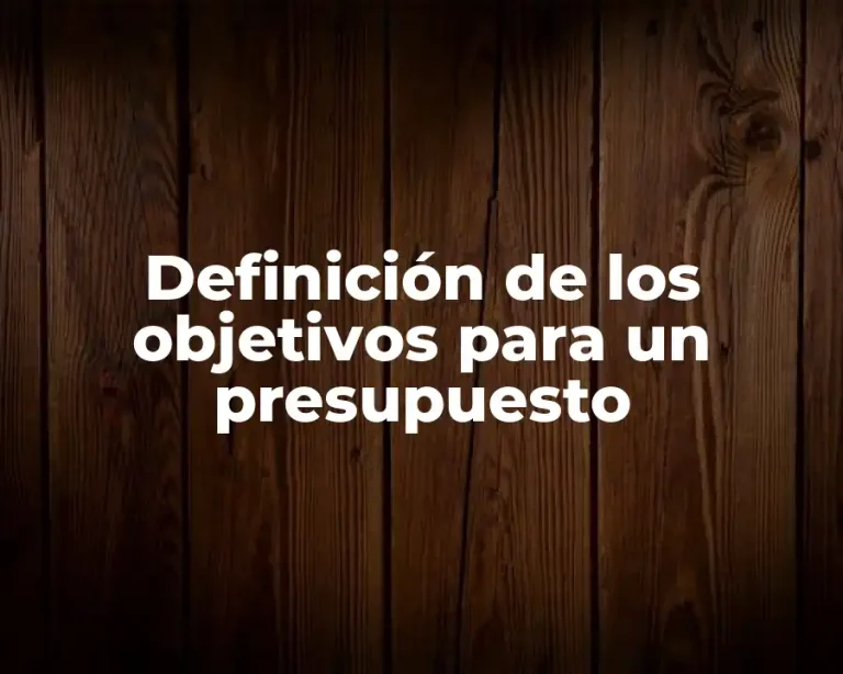 Definición de los objetivos para un presupuesto