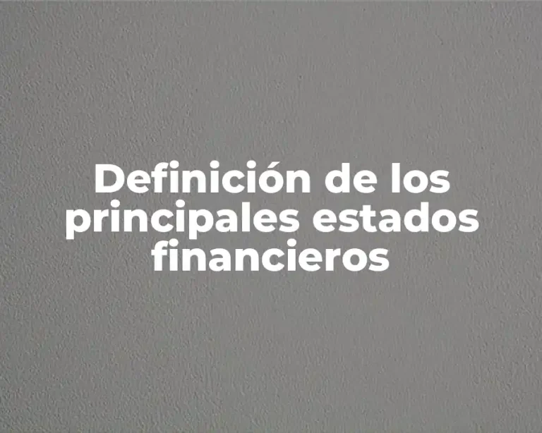 Definición de los principales estados financieros