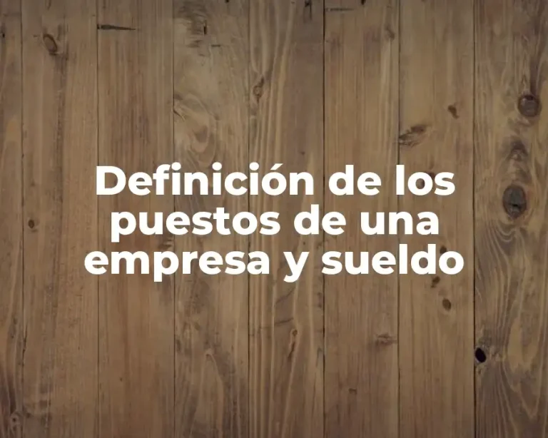 Definición de los puestos de una empresa y sueldo