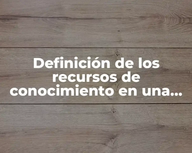 Definición de los recursos de conocimiento en una empresa