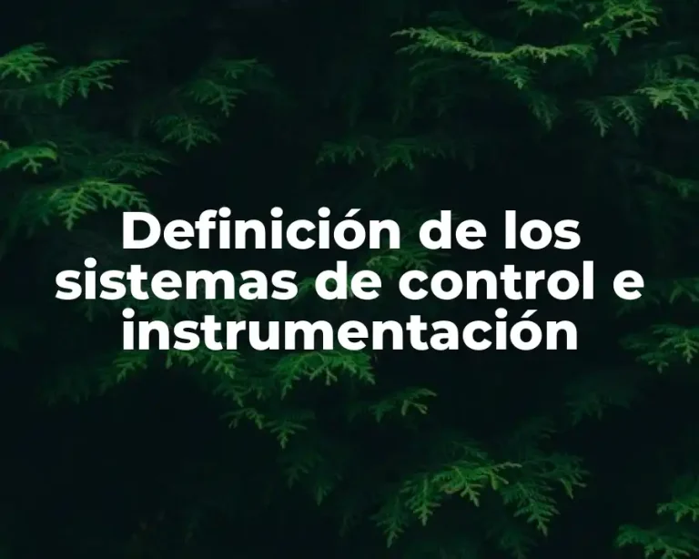 Definición de los sistemas de control e instrumentación
