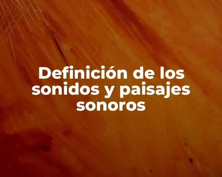 Definición de los sonidos y paisajes sonoros