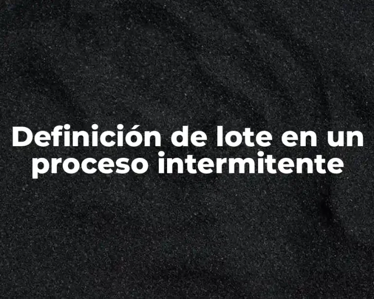 Definición de lote en un proceso intermitente
