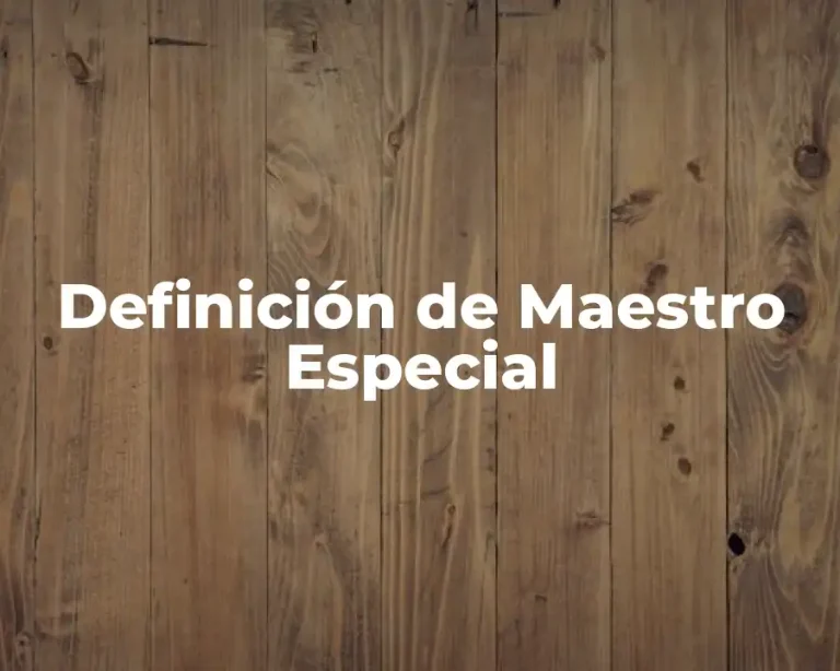 Definición de Maestro Especial