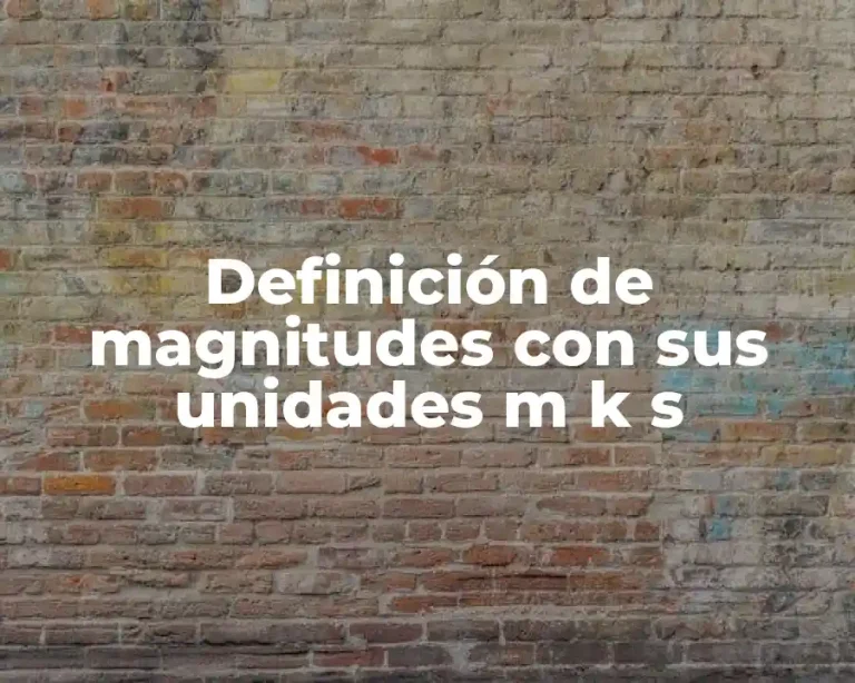 Definición de magnitudes con sus unidades m k s